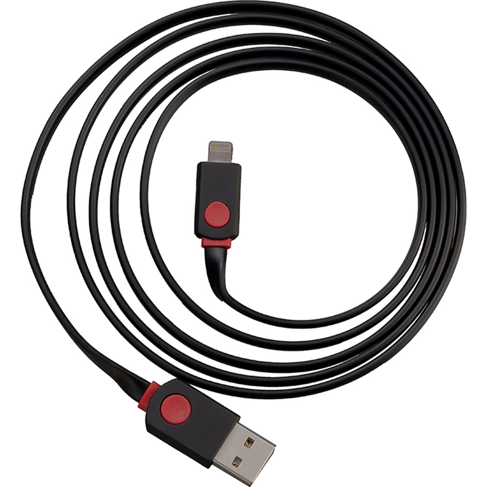 PETER JÄCKEL FLAT 1,5m USB Data Cable Black für Apple Lightning mit Sync- und Ladefunktion