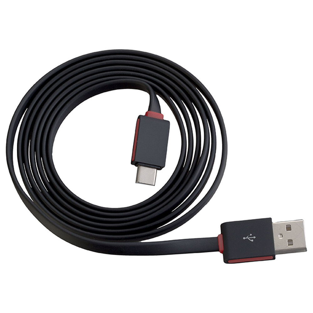 PETER JÄCKEL FLAT 1,5m USB Data Kabel Schwarz Typ-C USB mit Sync- und Ladefunktion Ladekabel