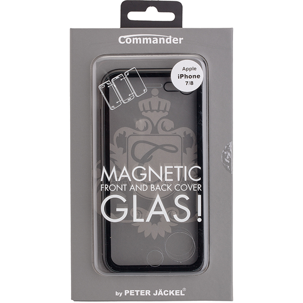 COMMANDER MAGNET COVER Duo Glas für Apple iPhone8 / SE 2021 Schwarz