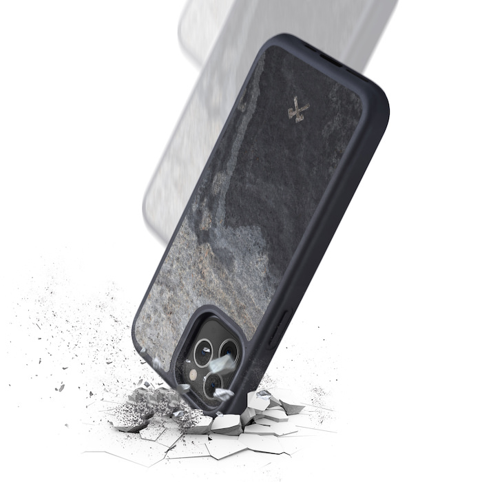 Woodcessories Schutzhülle Bumper Stone Case Stein grau grey iphone 12 pro Sturzsicher Schutz