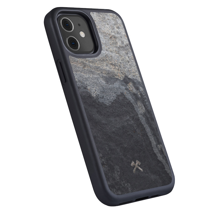 Woodcessories Bumper Stone Case Stein grau grey iphone 12 pro action Ansicht