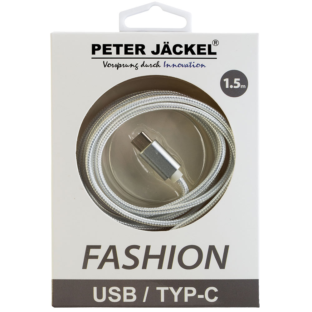 PETER JÄCKEL FASHION 1,5m USB Data Cable White Typ-C USB Verpackung